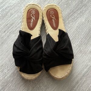 Black Bow-knot Espadrille Slides